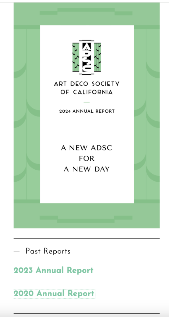 Art Deco Society of California 2024 annual report and financials